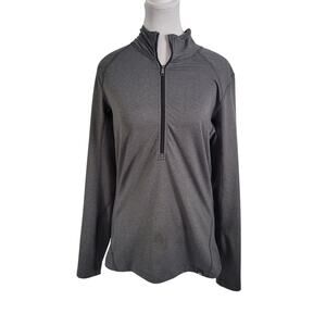 REI Co-Op Size M Half-Zip Long Sleeve Active Top Gray Black Micro-Stripe‎
